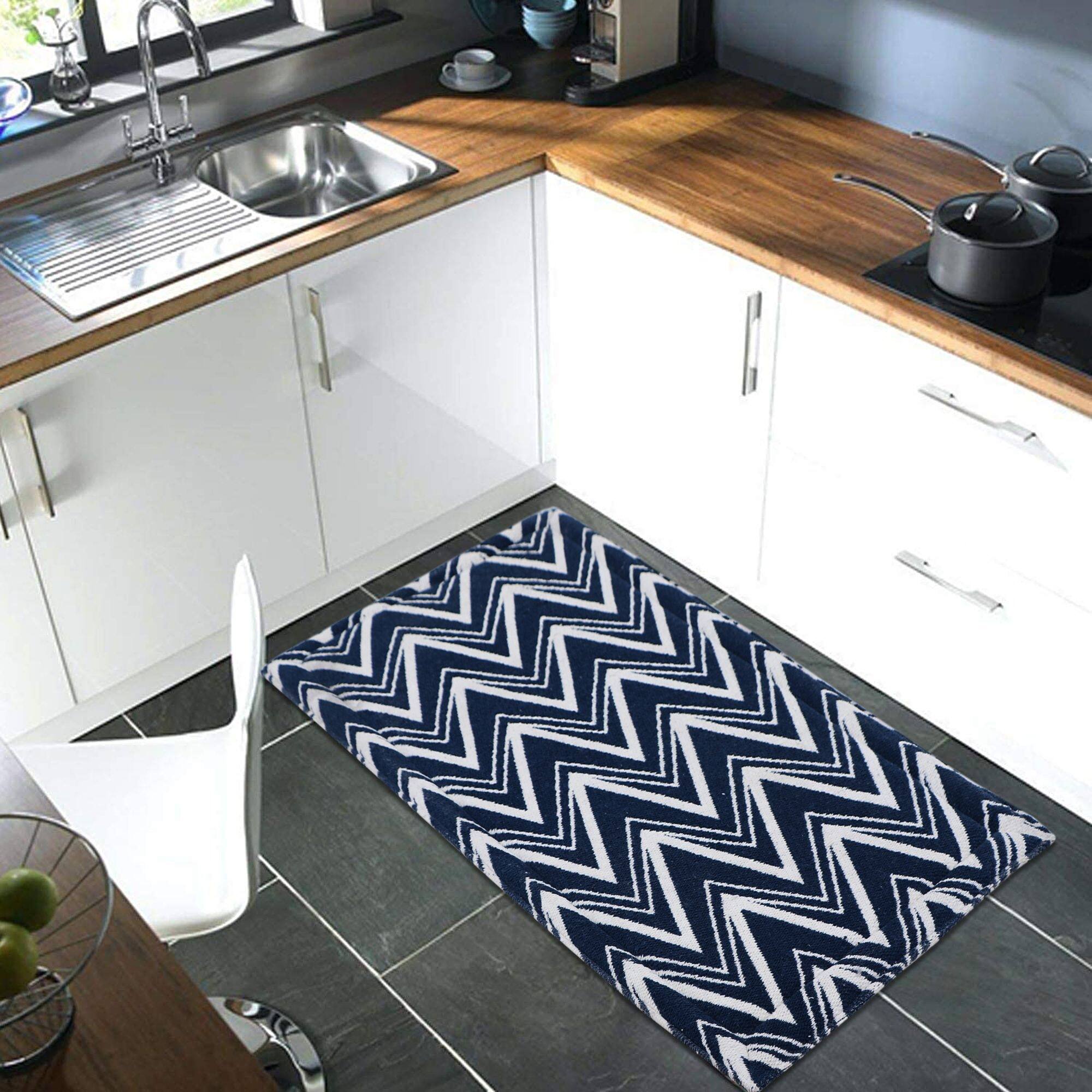 RugSmith Navy Machine Woven Lux AntiFatigue Kitchen Mat, 20" x 36